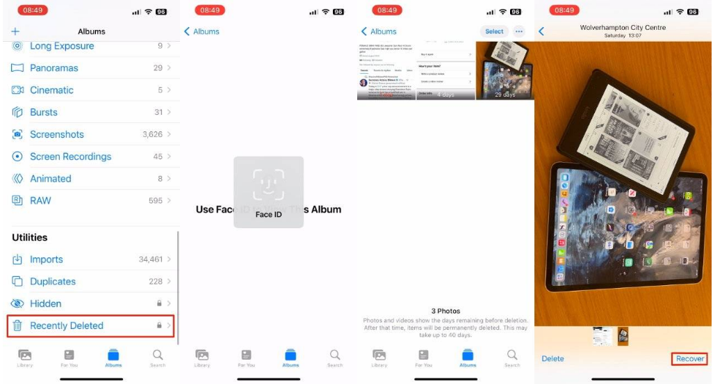 旺苍苹果14维修分享 iPhone14 上恢复已删除的照片 